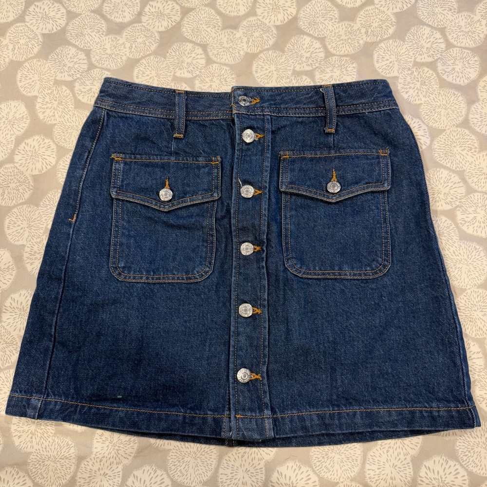 LOFT Denim Button-Front Skirt